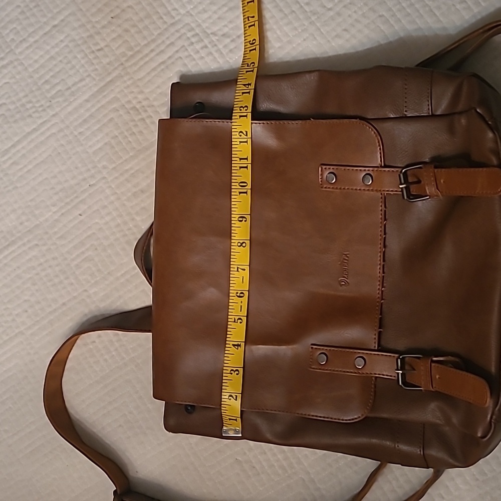 Zebella Genuine Leather Backpack – Tan Brown, Buckle Flap Style - Picture 3 of 9